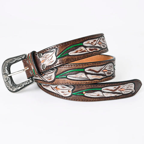 American Darling Beautifully Hand Tooled Brown Genuine American Leather Belt Men and Women Western Belt with Removable Buckle