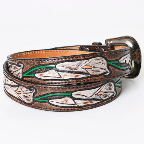 American Darling Beautifully Hand Tooled Brown Genuine American Leather Belt Men and Women Western Belt with Removable Buckle