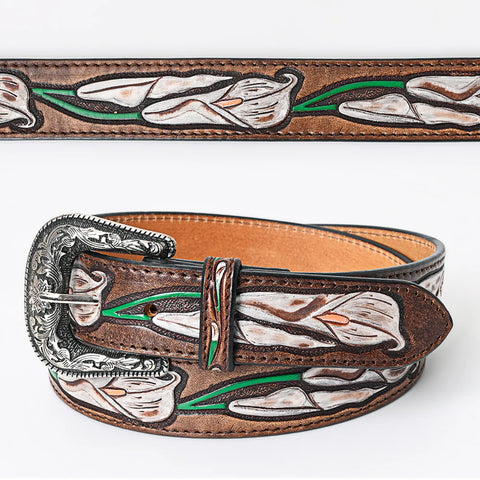 American Darling Beautifully Hand Tooled Brown Genuine American Leather Belt Men and Women Western Belt with Removable Buckle