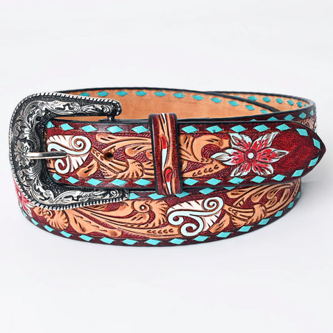 American Darling Beautifully Hand Tooled Brown Genuine American Leather Belt Men and Women Western Belt with Removable Buckle