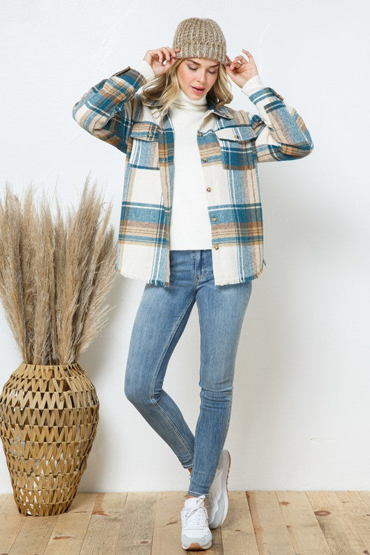 Yarn Dyed Plaid Shirt Jacket Shacket