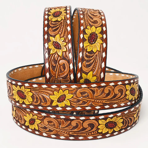 American Darling Beautifully Hand Tooled Brown Genuine American Leather Belt Men and Women Western Belt with Removable Buckle