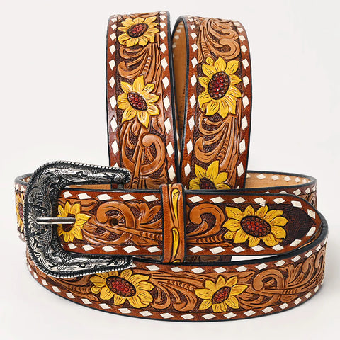 American Darling Beautifully Hand Tooled Brown Genuine American Leather Belt Men and Women Western Belt with Removable Buckle