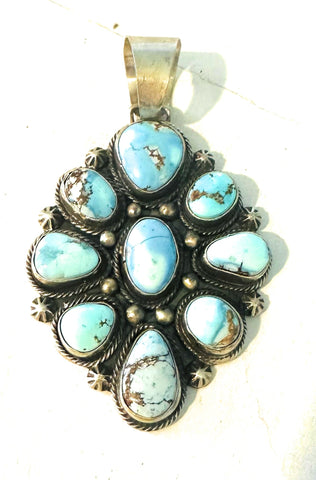 Navajo Golden Hills Turquoise & Sterling Silver Pendant