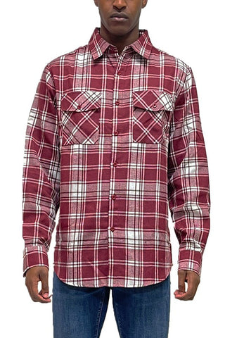 LONG SLEEVE FLANNEL FULL PLAID CHECKERED SHIRT