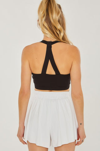 Activewear Crop Halter Back Detail Top