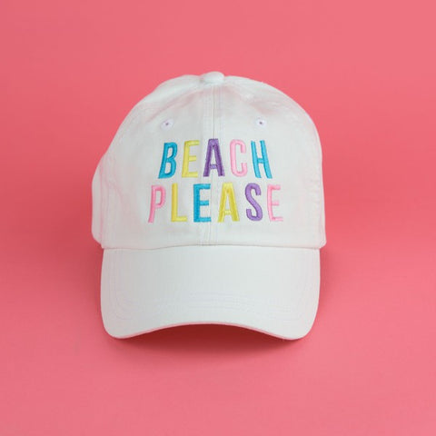 Embroidered Beach Please Colorful Canvas Hat