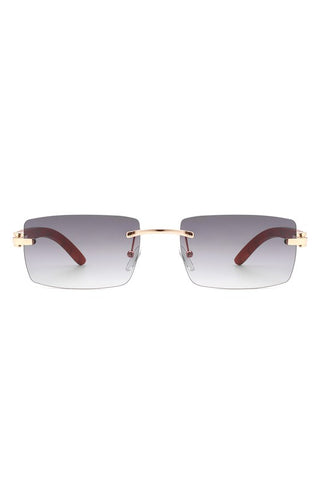 Rectangle Rimless Retro Tinted Sunglasses