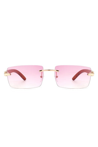 Rectangle Rimless Retro Tinted Sunglasses