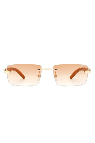 Rectangle Rimless Retro Tinted Sunglasses