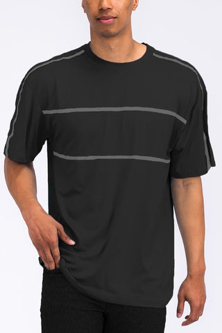 ROUND NECK TAPE STRIPE TSHIRT