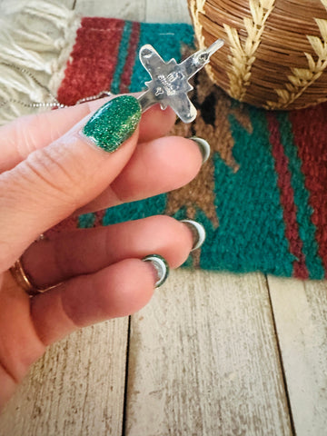 Navajo Black Onyx & Sterling Silver Cross Pendant