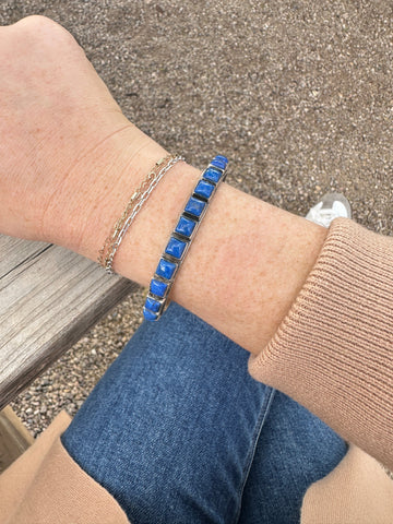 Handmade Lapis & Sterling Silver Cuff Bracelet