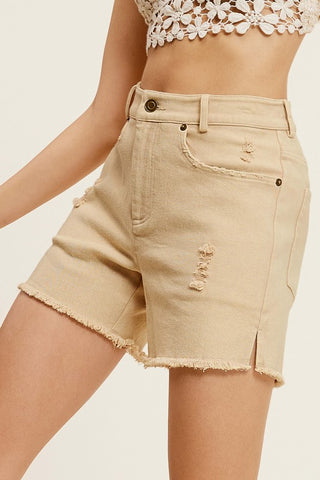 CASUAL WASHED STYLE DENIM SHORTS WITH POCKETS