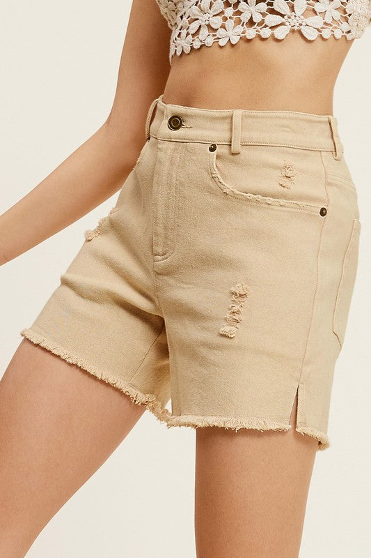 CASUAL WASHED STYLE DENIM SHORTS WITH POCKETS