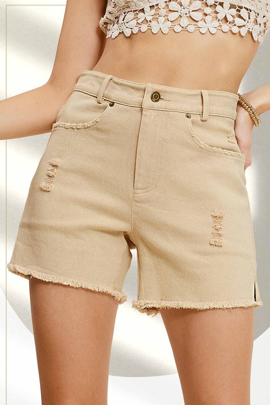 CASUAL WASHED STYLE DENIM SHORTS WITH POCKETS