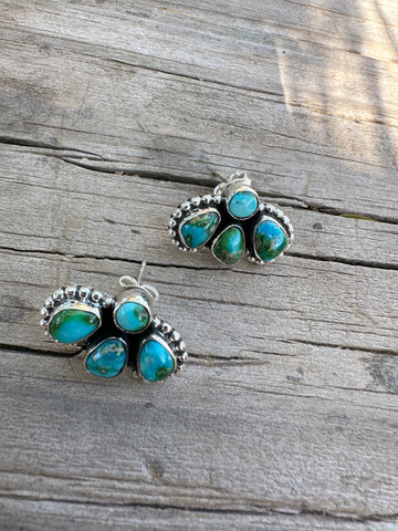 Nizhoni “The Backroads” Sonoran Mountain Turquoise & Sterling Silver 4 Stone Earrings Handmade