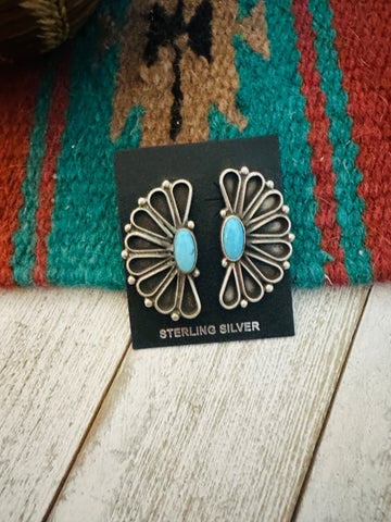 Navajo Sterling Silver & Turquoise Post Earrings by Geraldine James