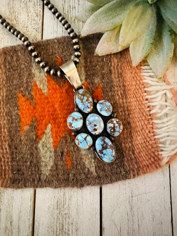 Navajo Golden Hills Turquoise & Sterling Silver Cluster Pendant