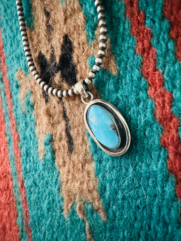 Navajo Turquoise & Sterling Silver Shadowbox Pendant