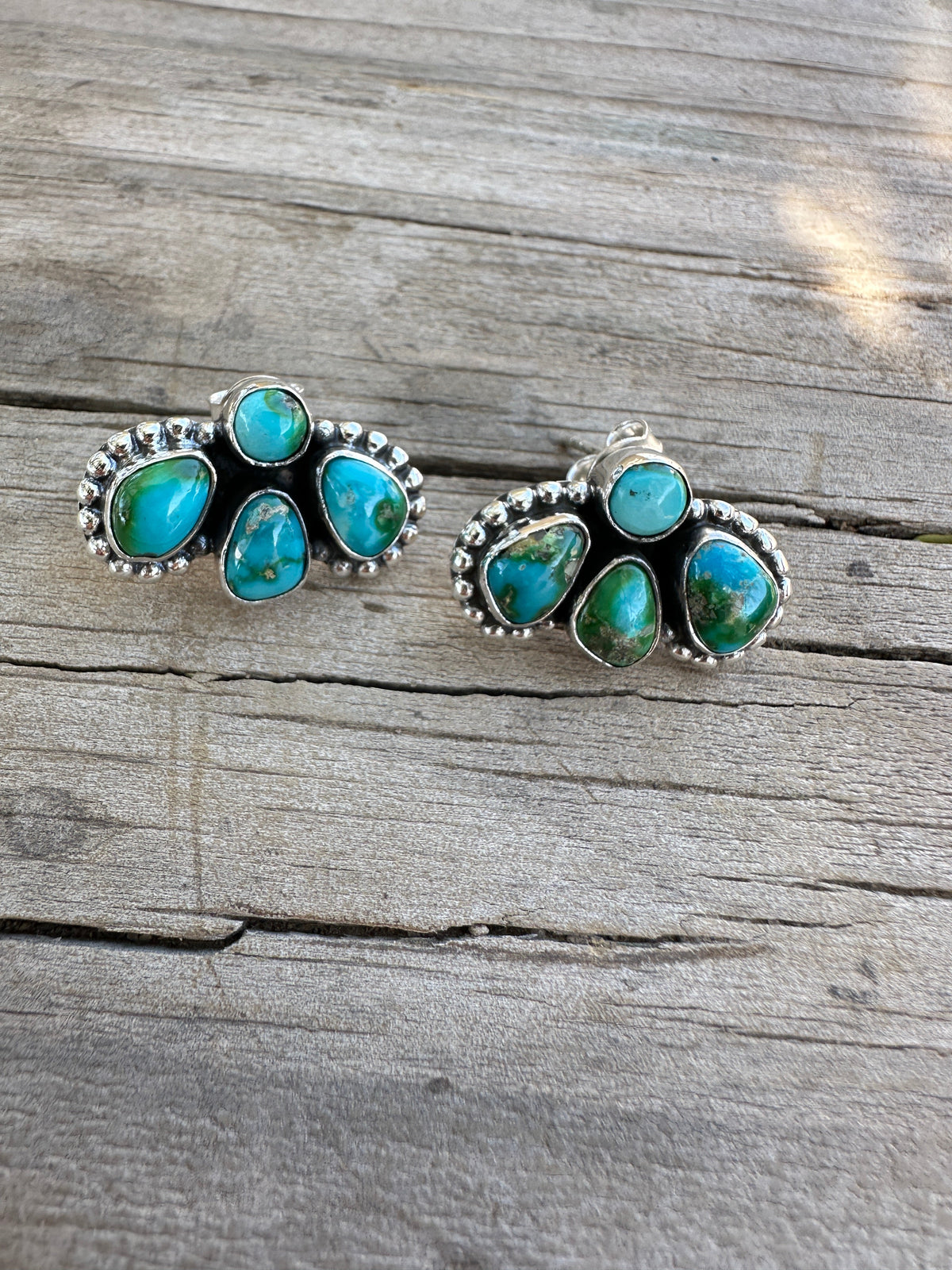 Nizhoni “The Backroads” Sonoran Mountain Turquoise & Sterling Silver 4 Stone Earrings Handmade