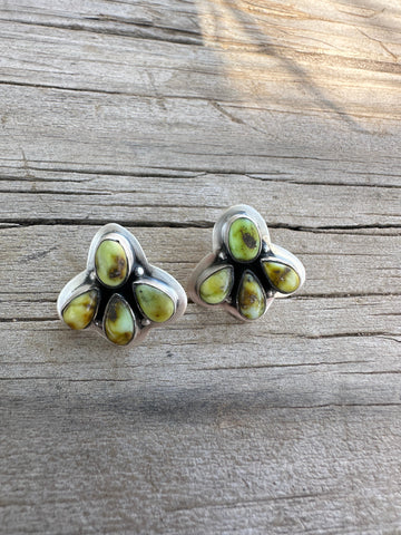 Handmade The Sunny Palomino Turquoise Sterling Silver Post Earrings