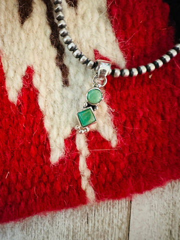 Navajo Turquoise & Sterling Silver Two-Stone Pendant