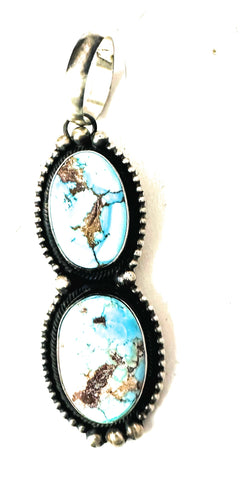 Navajo Golden Hills Turquoise & Sterling Silver Pendant