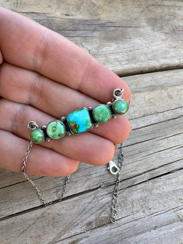 Handmade Sterling Silver & Sonoran Mountain Turquoise Bar Necklace