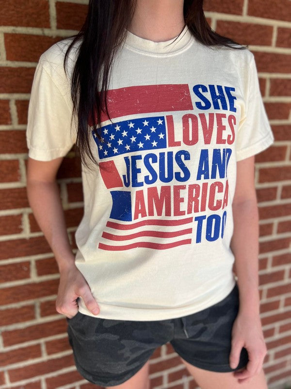 She Loves Jesus And America Too Tee