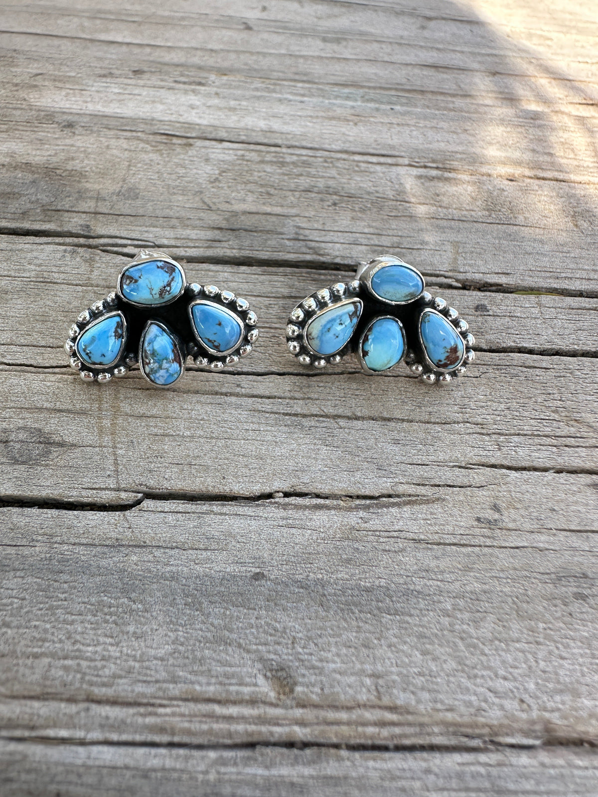 Nizhoni “The Backroads” Golden Hills Turquoise & Sterling Silver 4 Stone Earrings Handmade