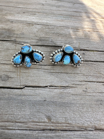 Nizhoni “The Backroads” Golden Hills Turquoise & Sterling Silver 4 Stone Earrings Handmade