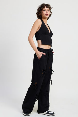 FRENCH TERRY PANTS WITH CUTOUT DETAIL