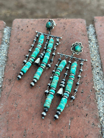 The Coachella Handmade Royston Turquoise and Sterling Silver Post Dangle Earrings