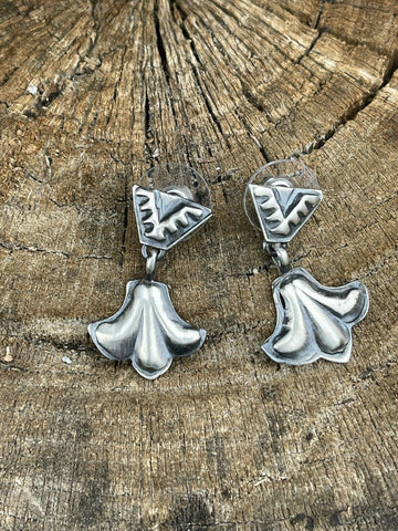 Navajo Sterling Silver Handmade Dangles Earrings