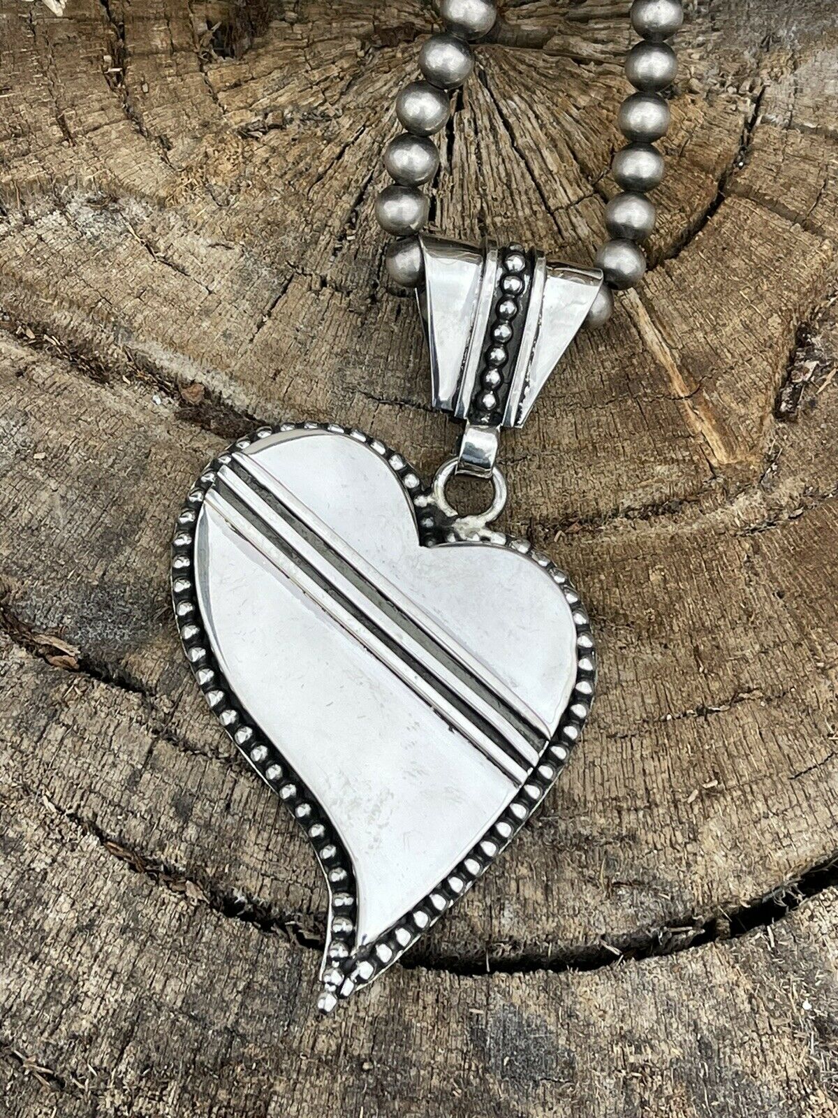 Navajo Beth Dutton Collection Sterling Silver Be Still My Heart Pendant Artist Tom Hawk