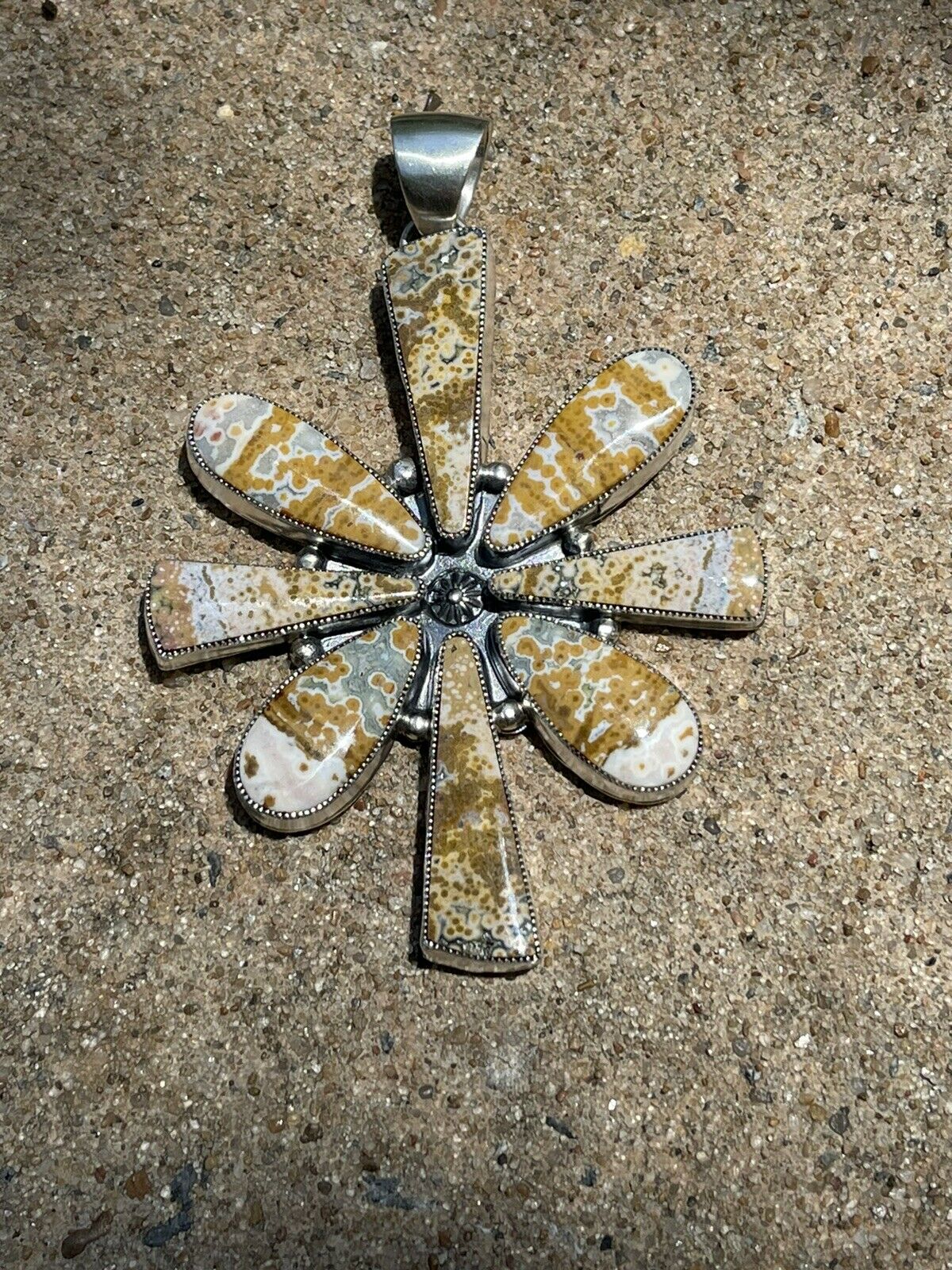 Navajo Sterling Silver Jasper Jumbo Cluster Pendant