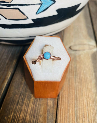 Navajo Copper Over Sterling & Turquoise Ring