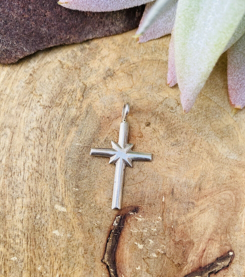 Vintage Navajo Sterling Silver Mini Cross Pendant