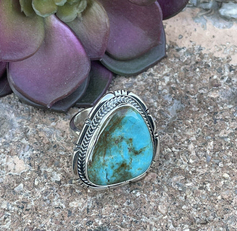 Navajo Royston Turquoise Sterling Southwestern Adjustable Ring Wydell Billie