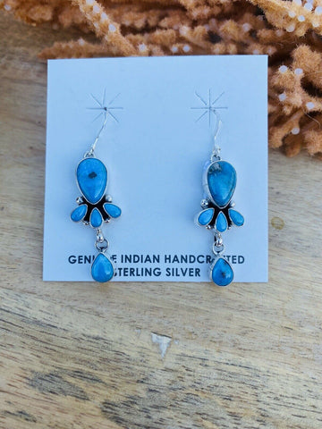 Navajo Turquoise & Sterling Silver Dangle Earrings