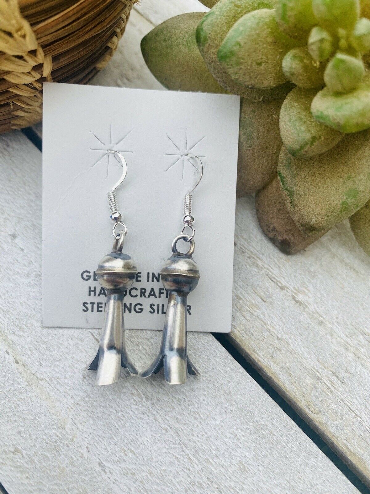 Navajo Sterling Silver Blossom Dangle Earrings