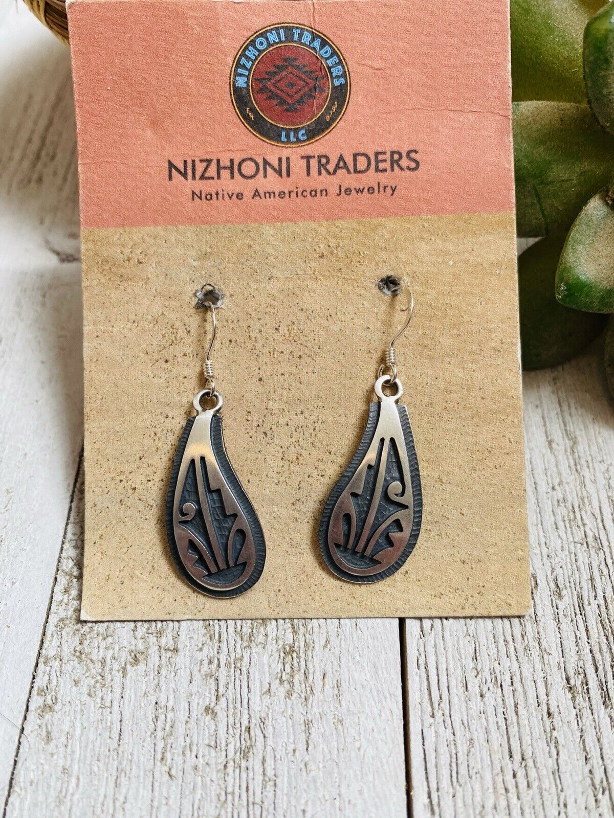 Hopi Overlaid Sterling Silver Dangle Earrings