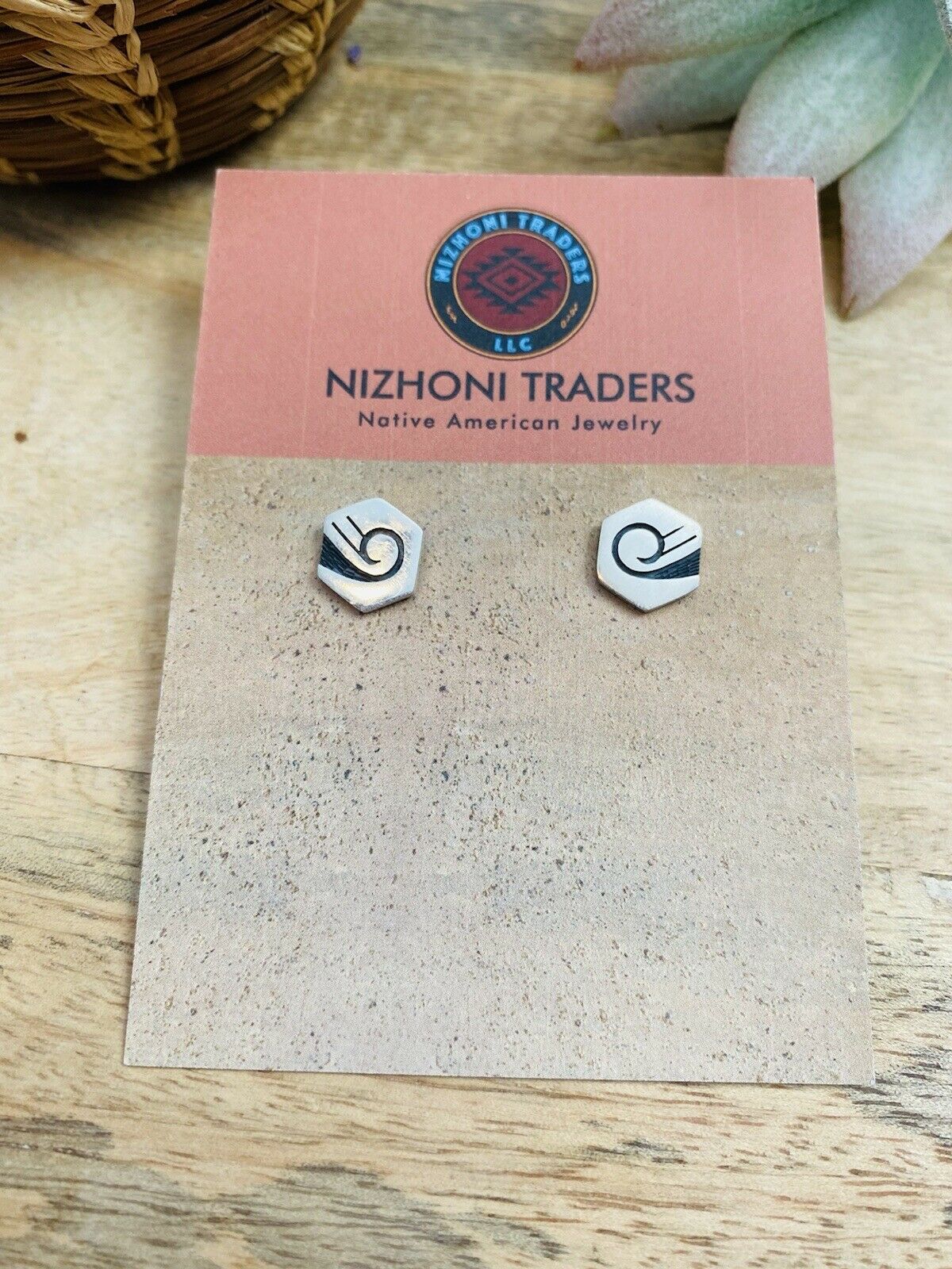 Hopi Overlaid Sterling Silver Swirl Stud Earrings