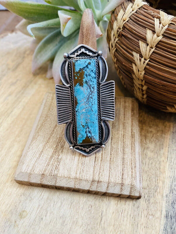 Navajo Royston Turquoise & Sterling Silver Ring Size 8.5