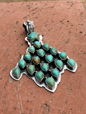 Handmade Sterling Silver  & Turquoise Christmas Tree Pendant