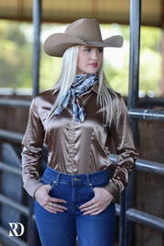 CHOCOLATE SATIN PERFORMANCE RODEO SHIRT