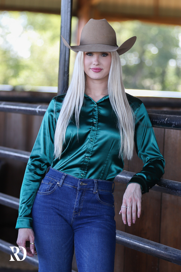 EMERALD SATIN PERFORMANCE RODEO SHIRT