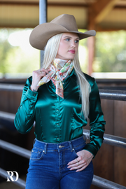 EMERALD SATIN PERFORMANCE RODEO SHIRT