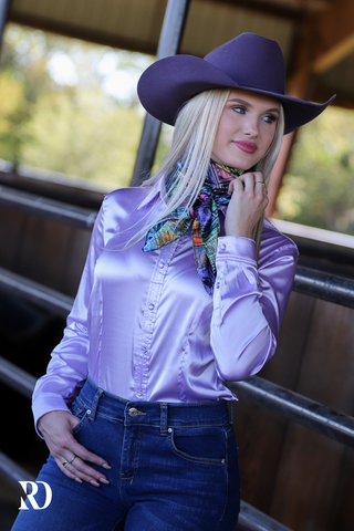 DUSTY LILAC SATIN PERFORMANCE RODEO SHIRT